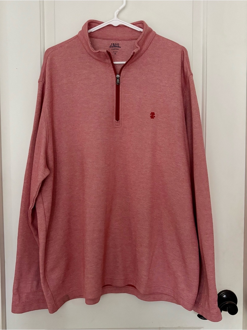 IZOD saltwater 1/4 zip pullover XL knit red heathered